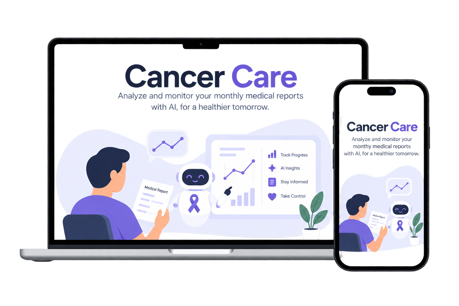Cancer Care shown on a laptop and a phone