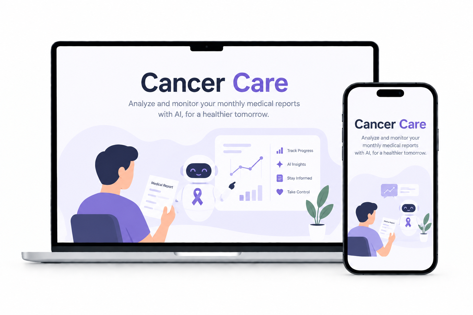 Cancer Care shown on a laptop and a phone