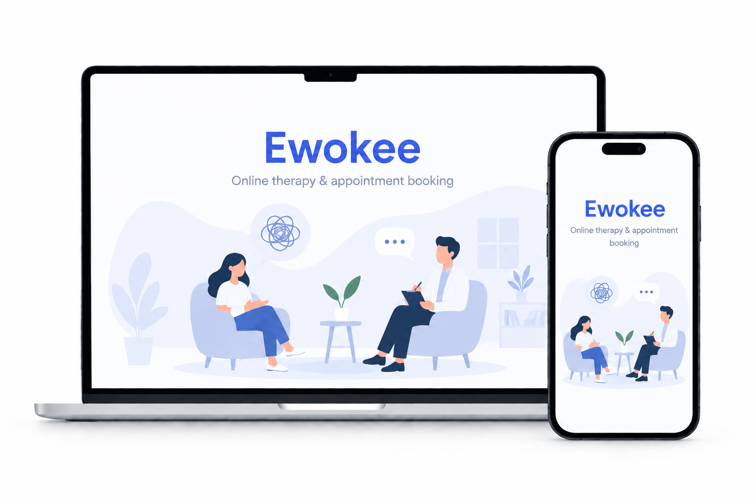 Ewokee shown on a laptop and a phone
